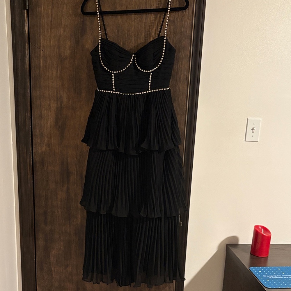 Self-Portrait Black Tiered Midi Dress